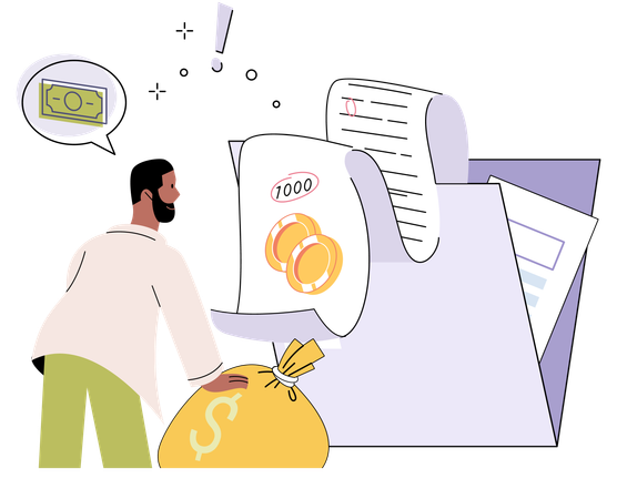 Businessman making budget plan  Illustration