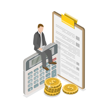 Businessman making budget plan  Illustration