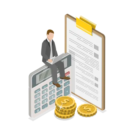 Businessman making budget plan  Illustration