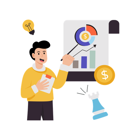 Businessman making budget strategy  Illustration