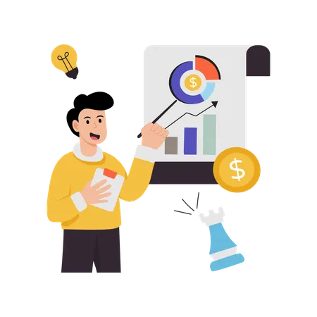 Businessman making budget strategy  Illustration