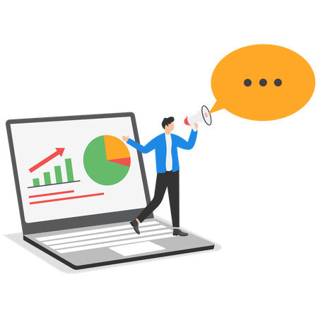 Businessman making business announcement  Illustration