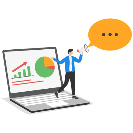 Businessman making business announcement  Illustration