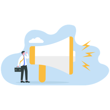 Businessman making business announcement  Illustration