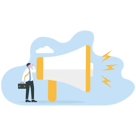 Businessman making business announcement  Illustration