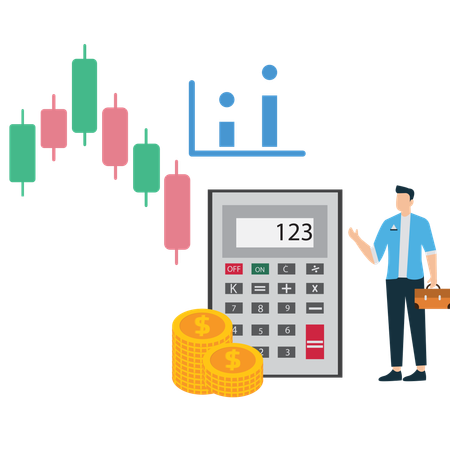 Businessman making business calculation  Illustration