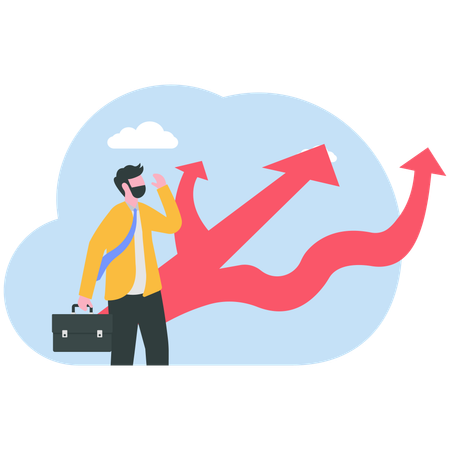 Businessman making business decision  Illustration