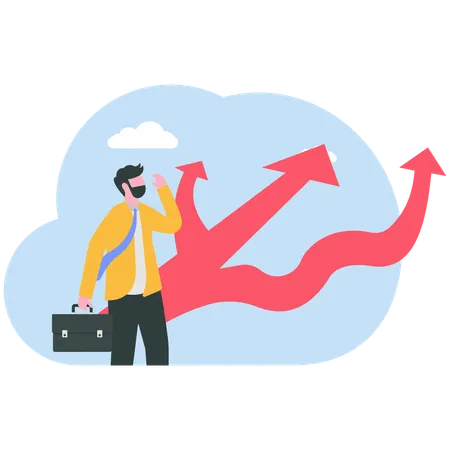 Businessman making business decision  Illustration