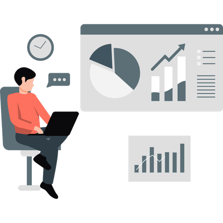 Businessman making business graphs  Illustration