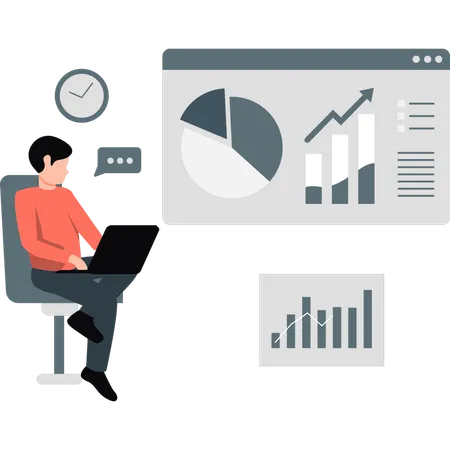 Businessman making business graphs  Illustration