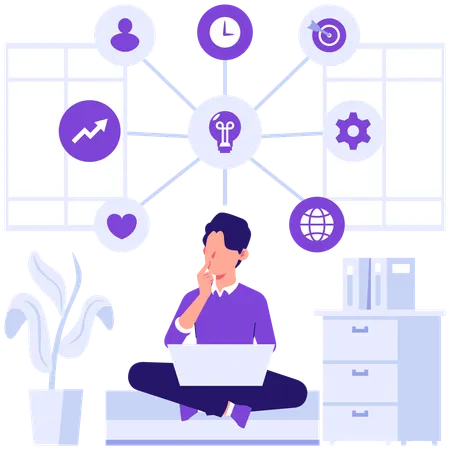 Businessman making business mindmap  Illustration