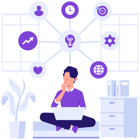 Businessman making business mindmap  Illustration