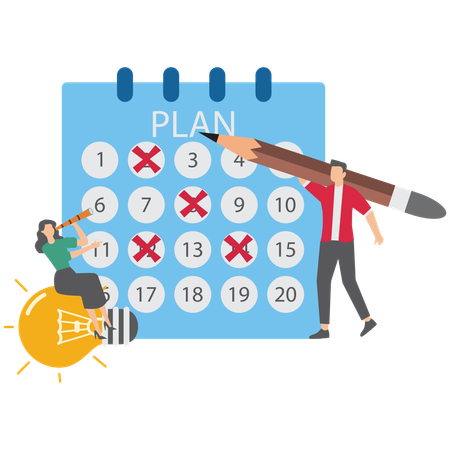 Businessman making business plan  Illustration