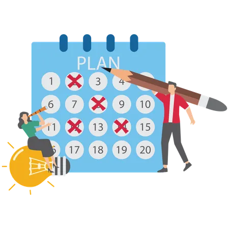 Businessman making business plan  Illustration