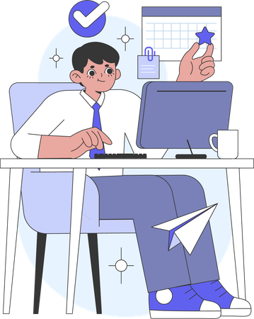 Businessman making business planing while holding star  Illustration