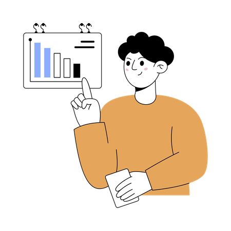 Businessman making business presiction  Illustration
