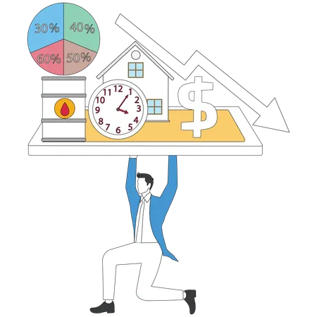 Businessman making business strategy  Illustration
