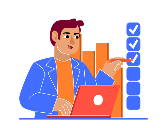 Businessman Making Checklist For Task Completion  Illustration