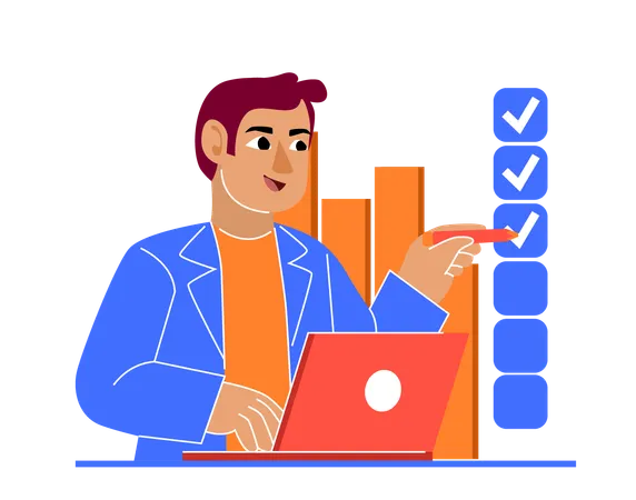 Businessman Making Checklist For Task Completion  Illustration