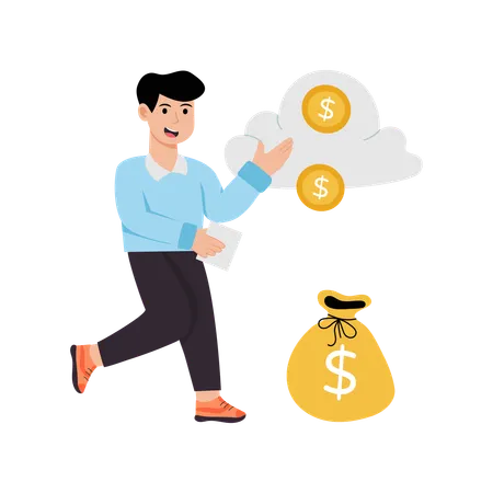 Businessman making cloud costing  Illustration