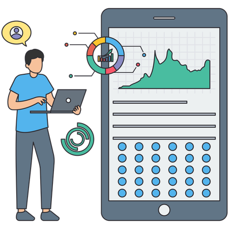 Businessman making company report  Illustration