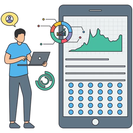 Businessman making company report  Illustration