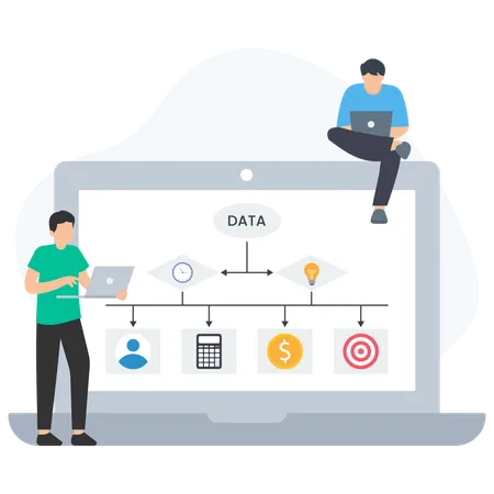 Businessman making data strategy  Illustration