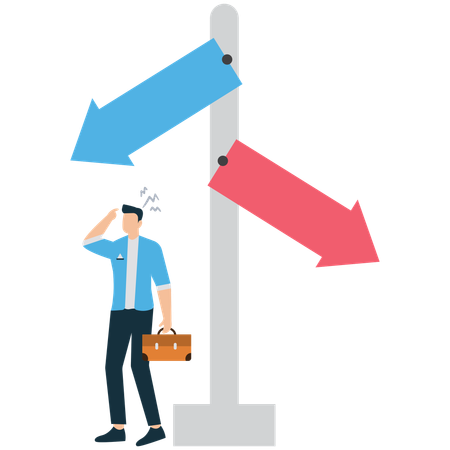 Businessman Making Decision for Next Step  Illustration