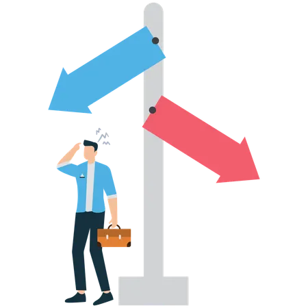 Businessman Making Decision for Next Step  Illustration