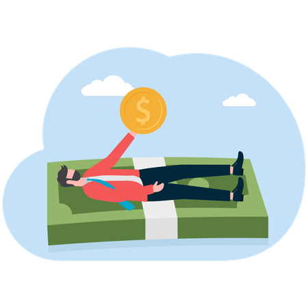 Businessman making easy money  Illustration