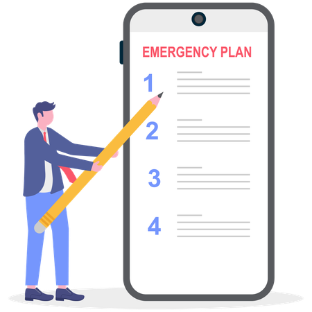 Businessman making emergency plan  Illustration
