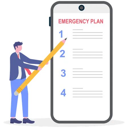 Businessman making emergency plan  Illustration