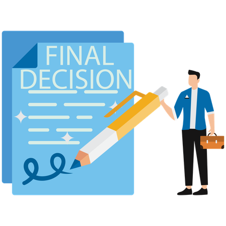 Businessman making final business decision  Illustration