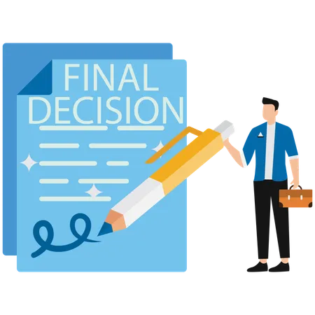 Businessman making final business decision  Illustration