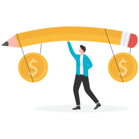 Businessman making financial idea  Illustration