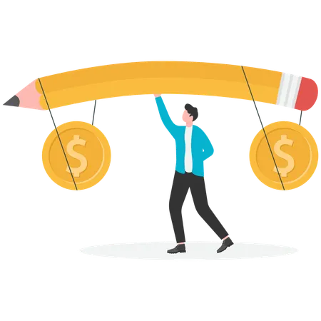 Businessman making financial idea  Illustration