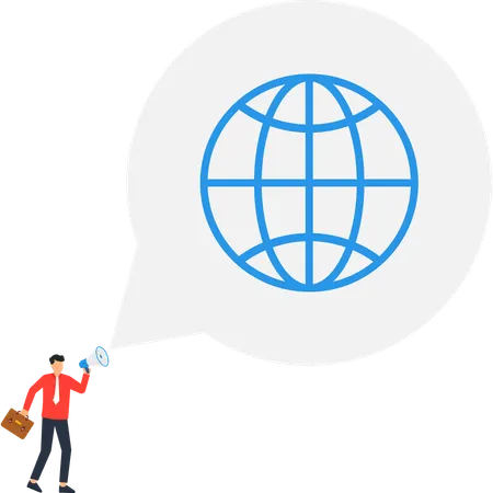 Businessman making global announcement  Illustration