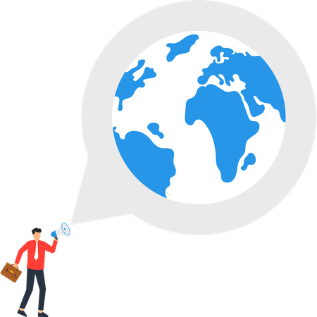 Businessman making Global Business Announcement  Illustration