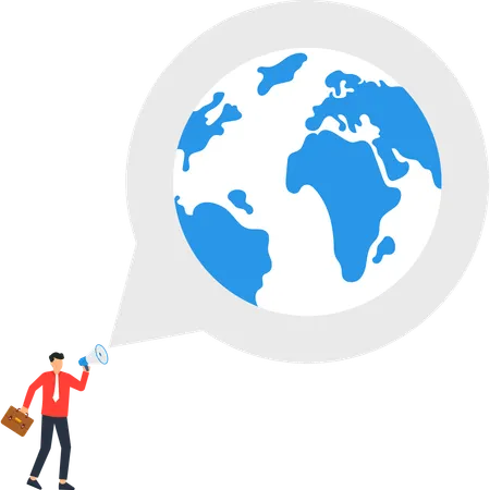 Businessman making Global Business Announcement  Illustration