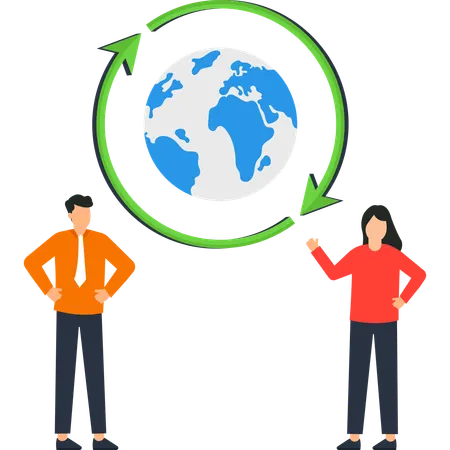 Businessman making global Business Strategy  Illustration