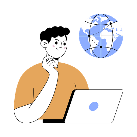 Businessman making global business strategy  Illustration