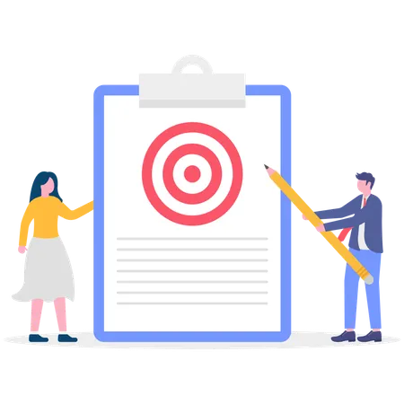 Businessman making goal list  Illustration
