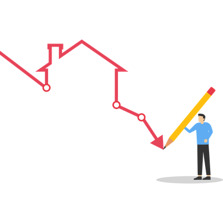 Businessman making graph house  Illustration