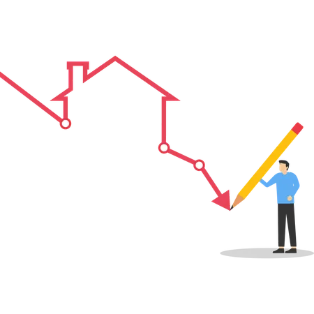 Businessman making graph house  Illustration