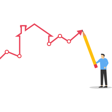 Businessman making graph house  Illustration