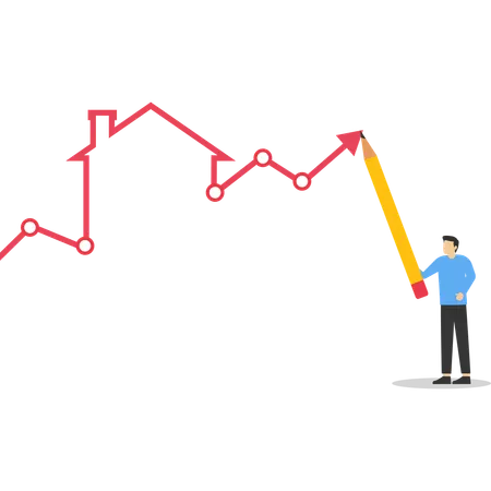Businessman making graph house  Illustration