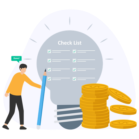 Businessman making idea checklist  Illustration