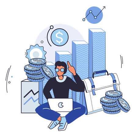 Businessman making investment portfolio  Illustration