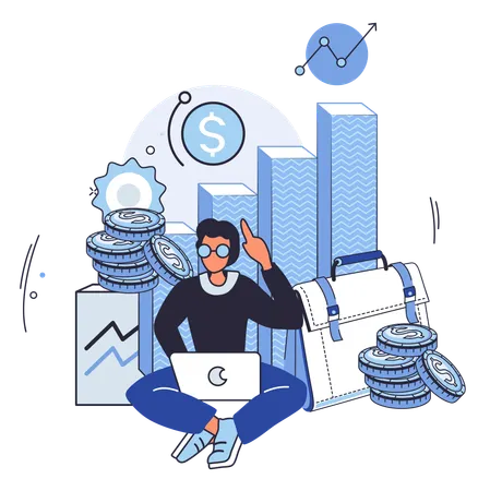 Businessman making investment portfolio  Illustration