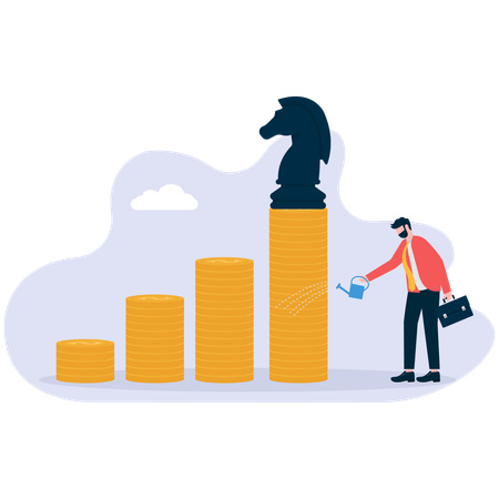 Businessman making investment strategy  Illustration